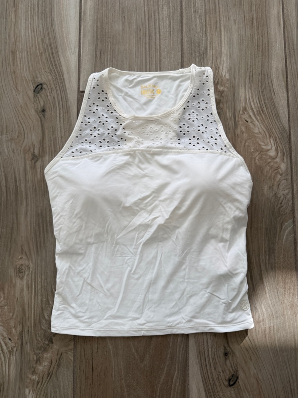 Lilly Pulitzer White Eyelet Luxletic Tank Top Athleasure